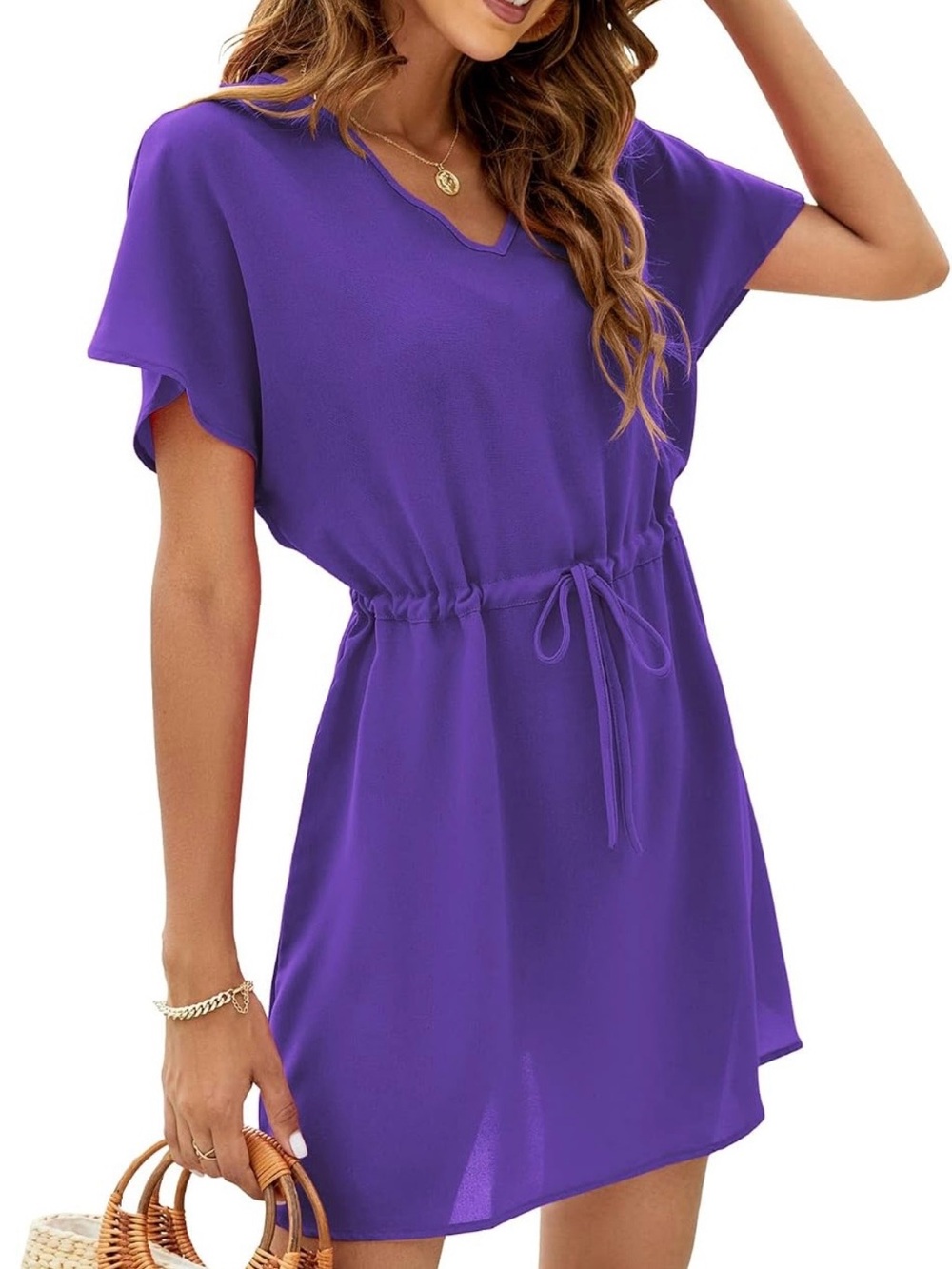 Violet Tie-Waist Swim Coverup Tunic